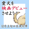 愛犬を映画デビュー 12月上旬＠新潟県糸魚川市