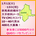 大手飲料メーカー商品TV-CMエキストラ400名大募集＠前橋