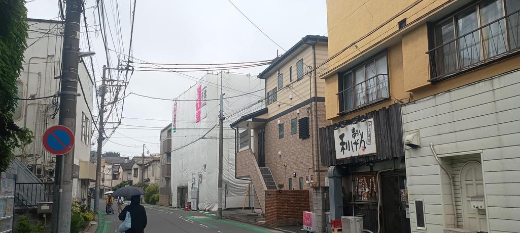 賃貸マンション建設中の白扇旅館跡(2026年6月映す)